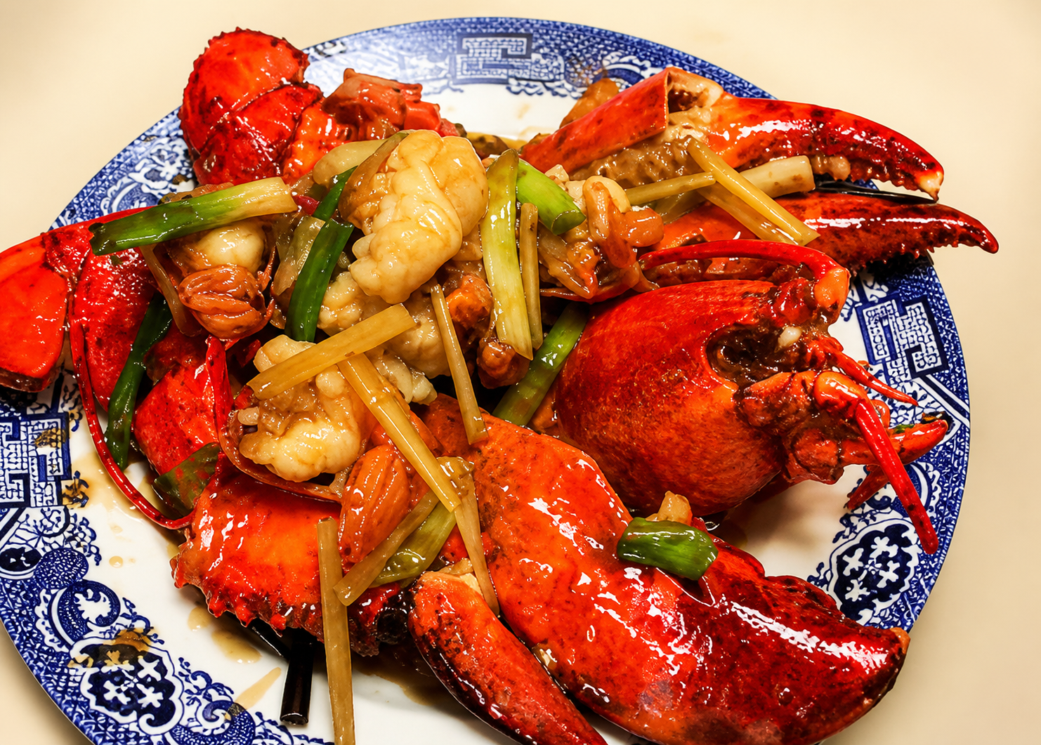 Ginger scallion lobster
